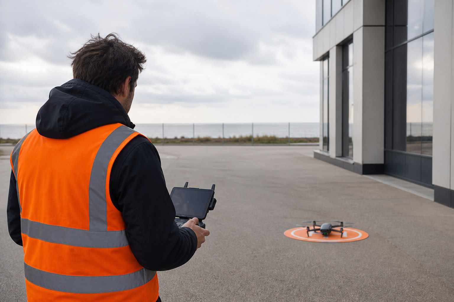 VYNDIS-dronepiloot op een veilige startzone