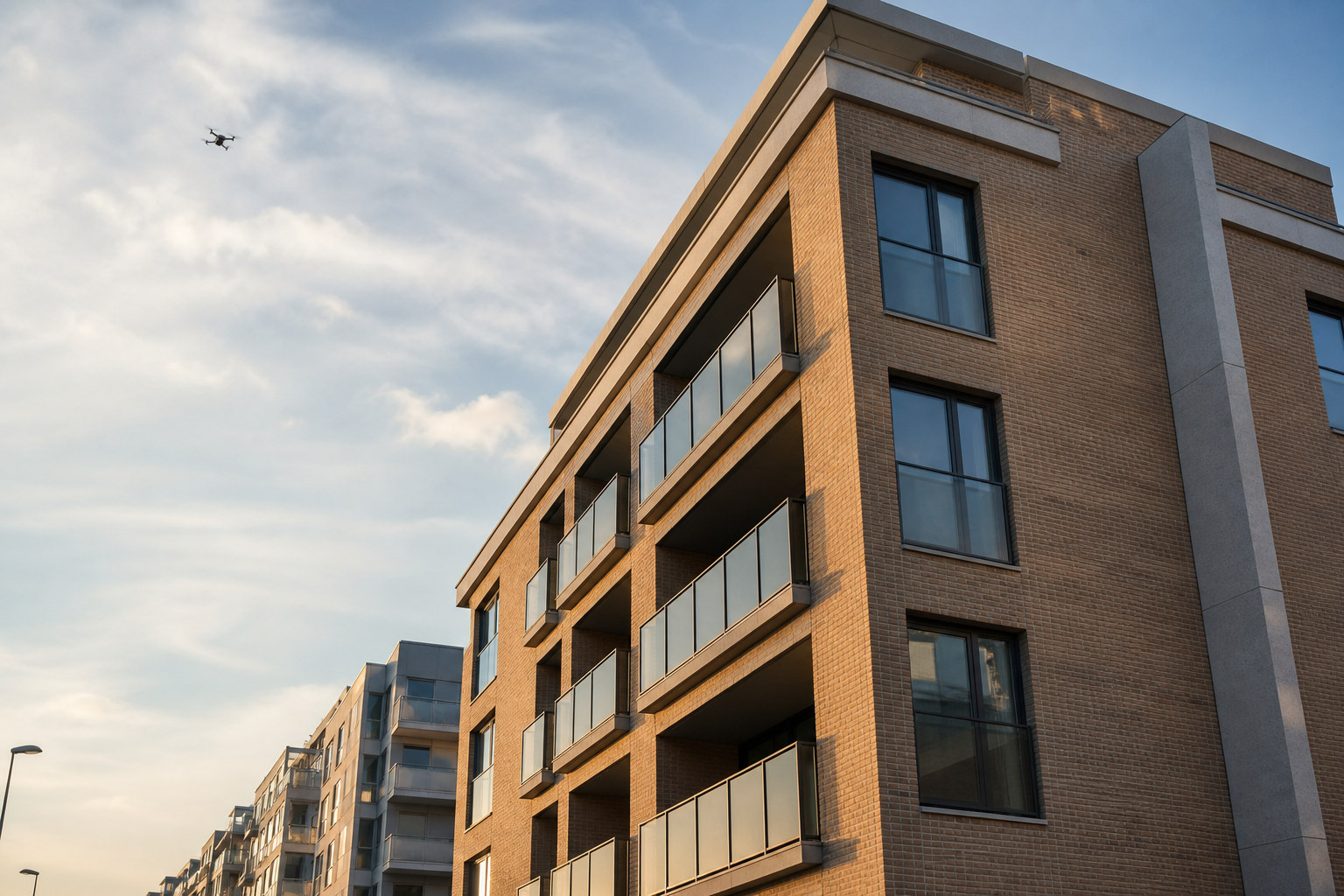 Moderne appartementsgevel met balkons