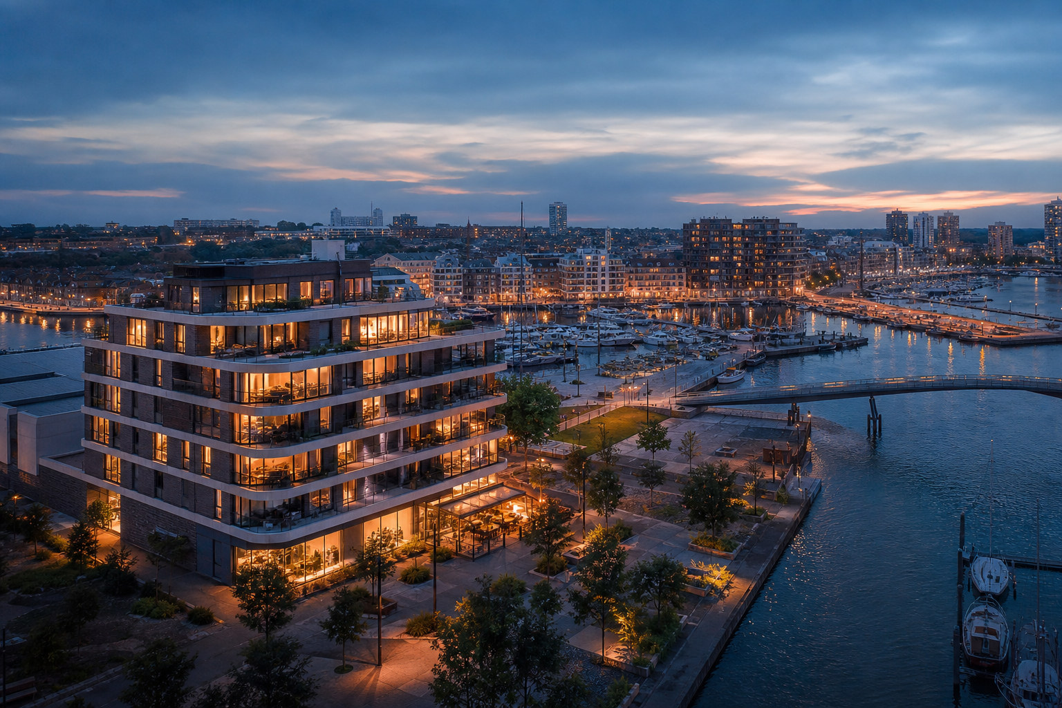 Kuststedelijke context en jachthaven in Oostende